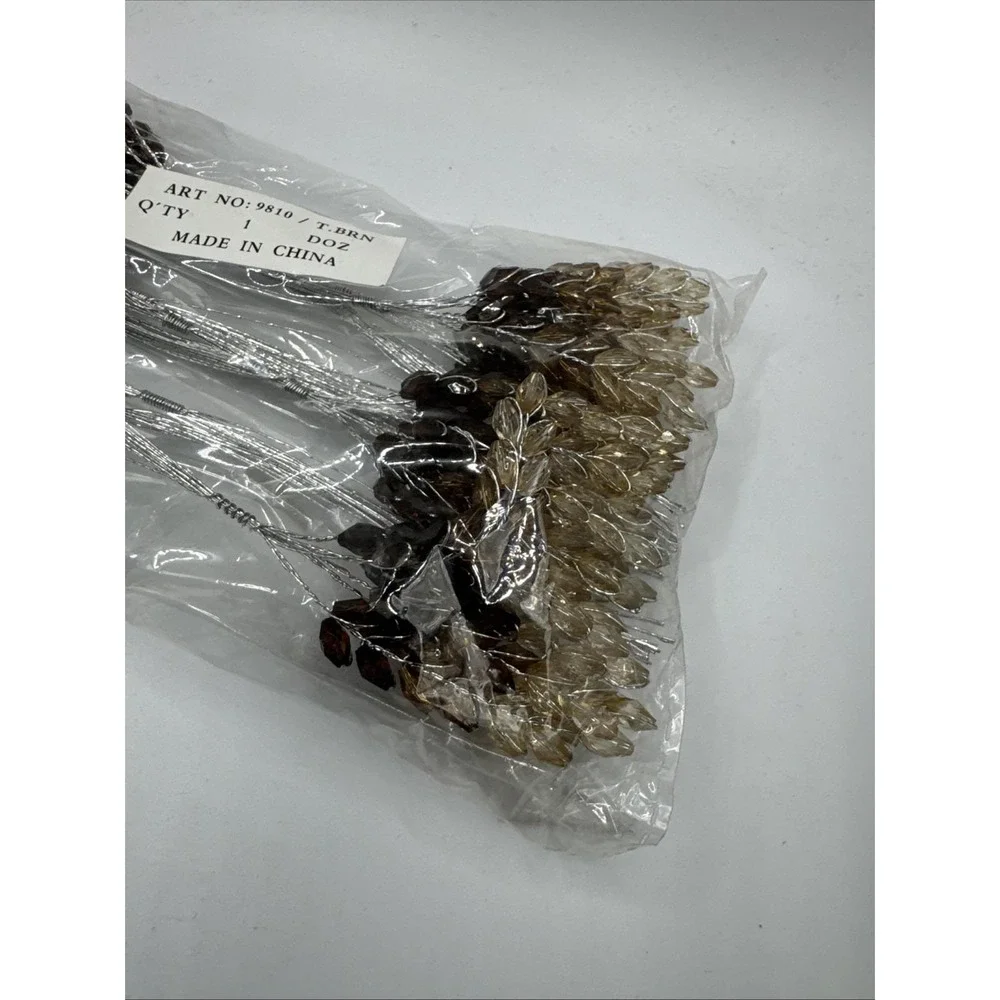 72 Mini Acrylic Flower Spray Wheat Craft Embellishment Centerpiece Wedding Brown
